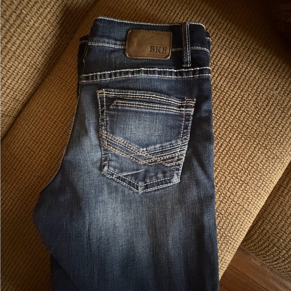 BKE Men's Dark Wash Bootcut Jeans
